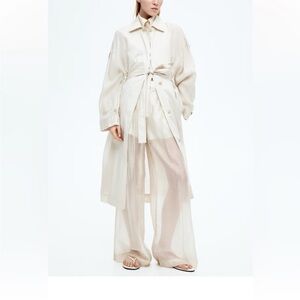 H&M Trend Cream Wide Leg Pants Organza Sheer size 18